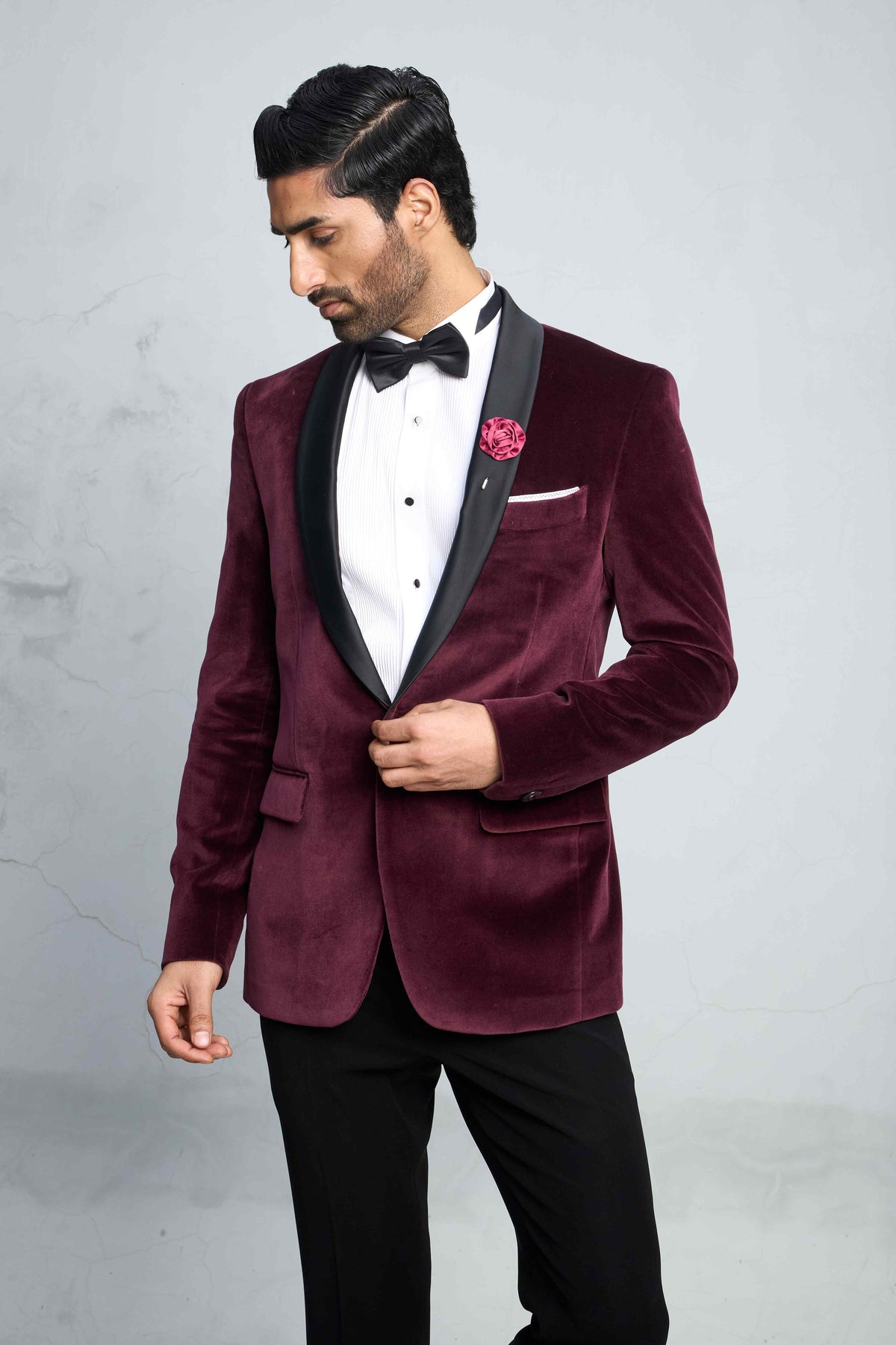 Gargee Designer's WINE REGAL VELVET TUXEDO SET Gargee