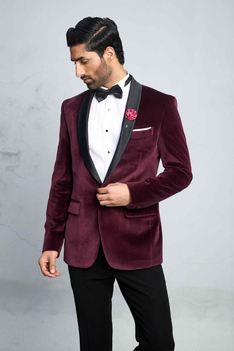 Gargee Designer's WINE REGAL VELVET TUXEDO SET Gargee