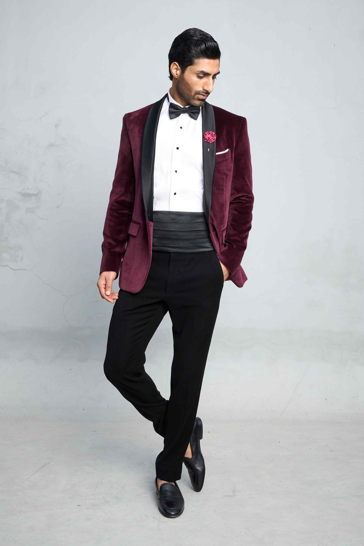 Gargee Designer's WINE REGAL VELVET TUXEDO SET Gargee