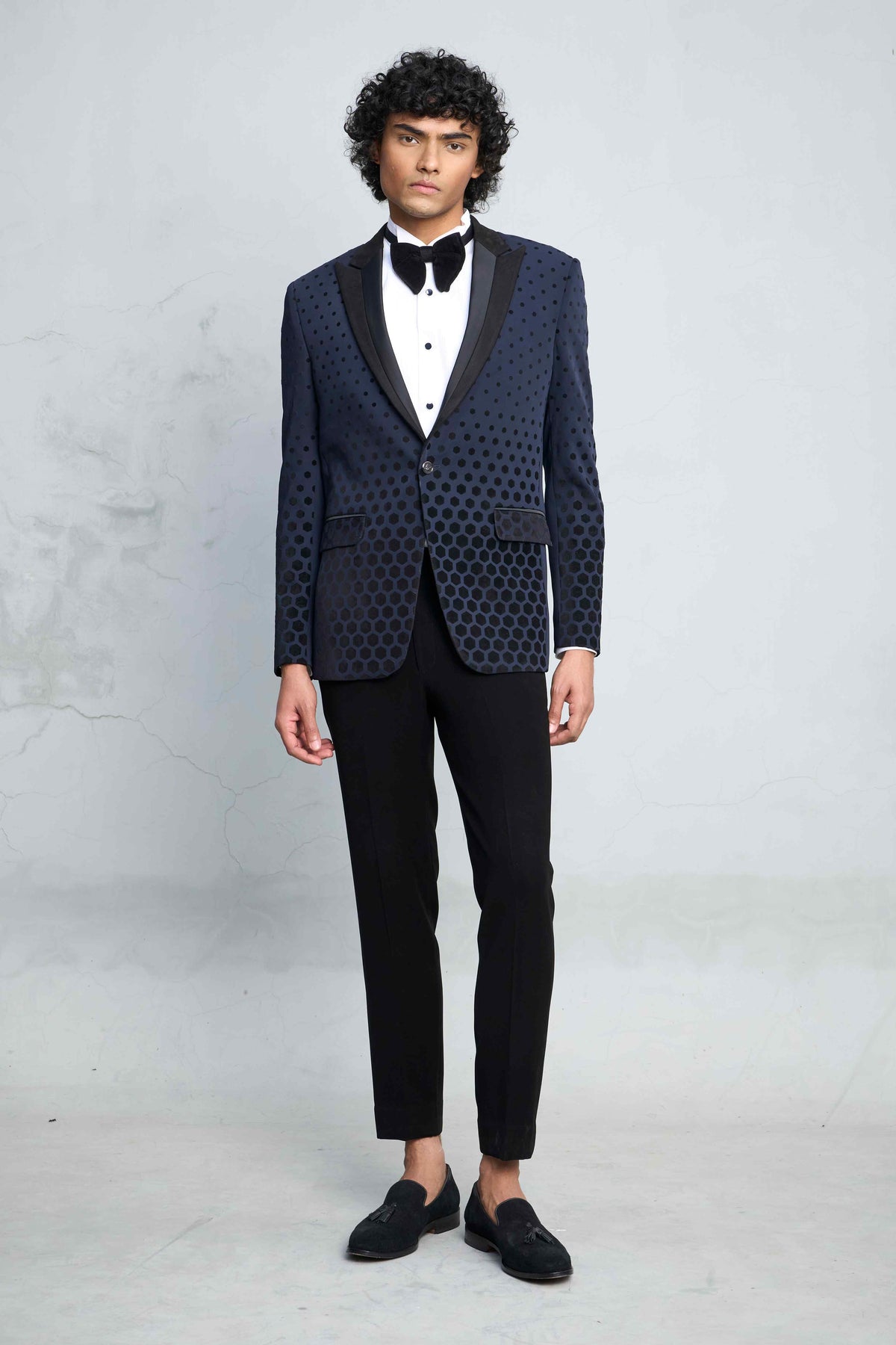Gargee Designer's BLUE & BLACK HEXA TUXEDO SET Gargee
