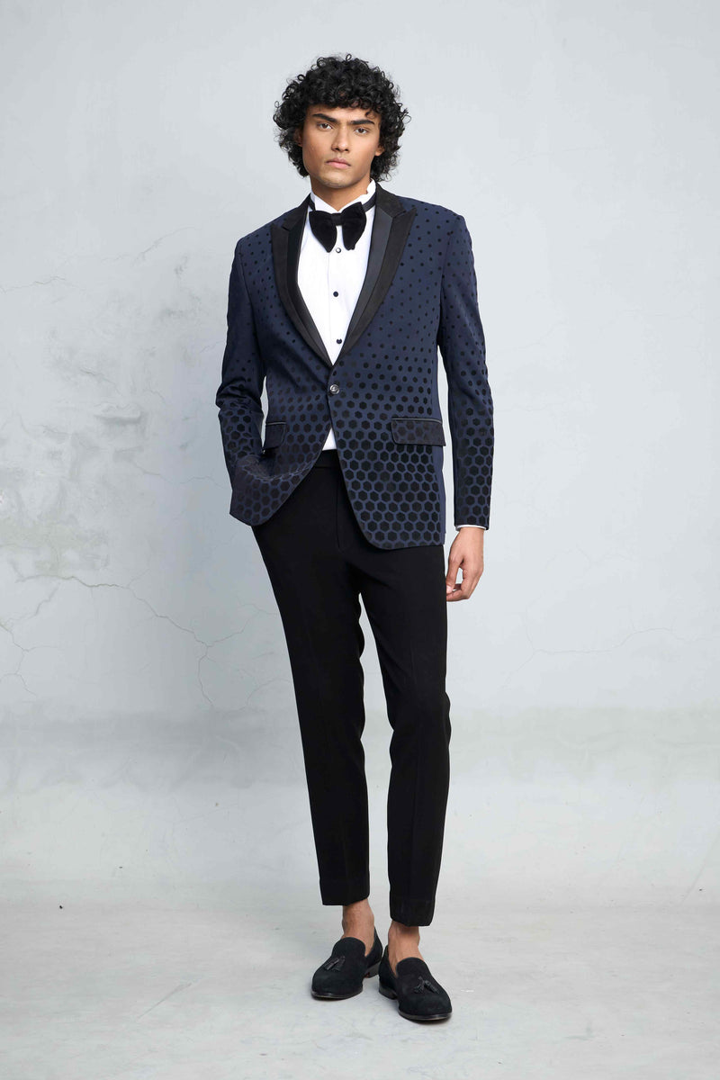 Gargee Designer's BLUE & BLACK HEXA TUXEDO SET Gargee