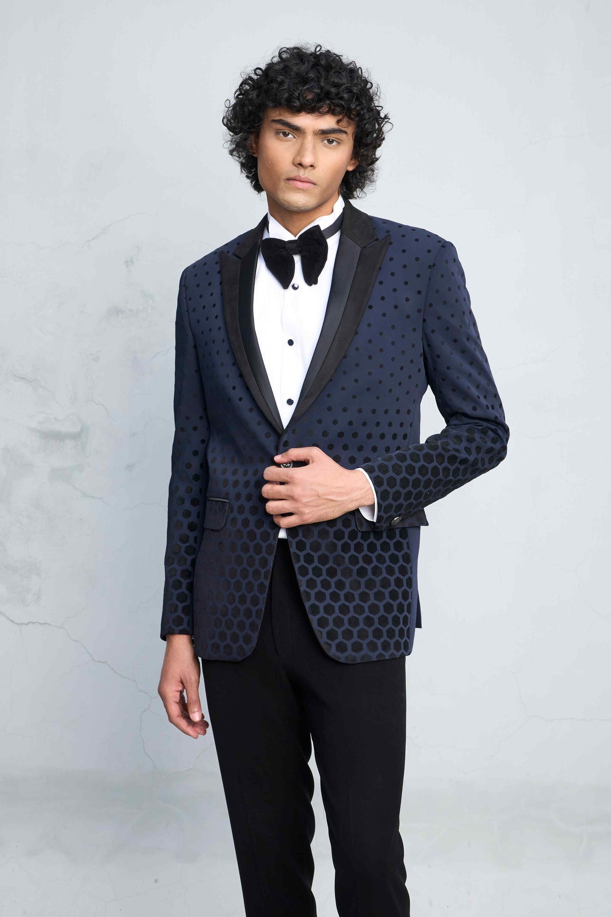 Gargee Designer's BLUE & BLACK HEXA TUXEDO SET Gargee