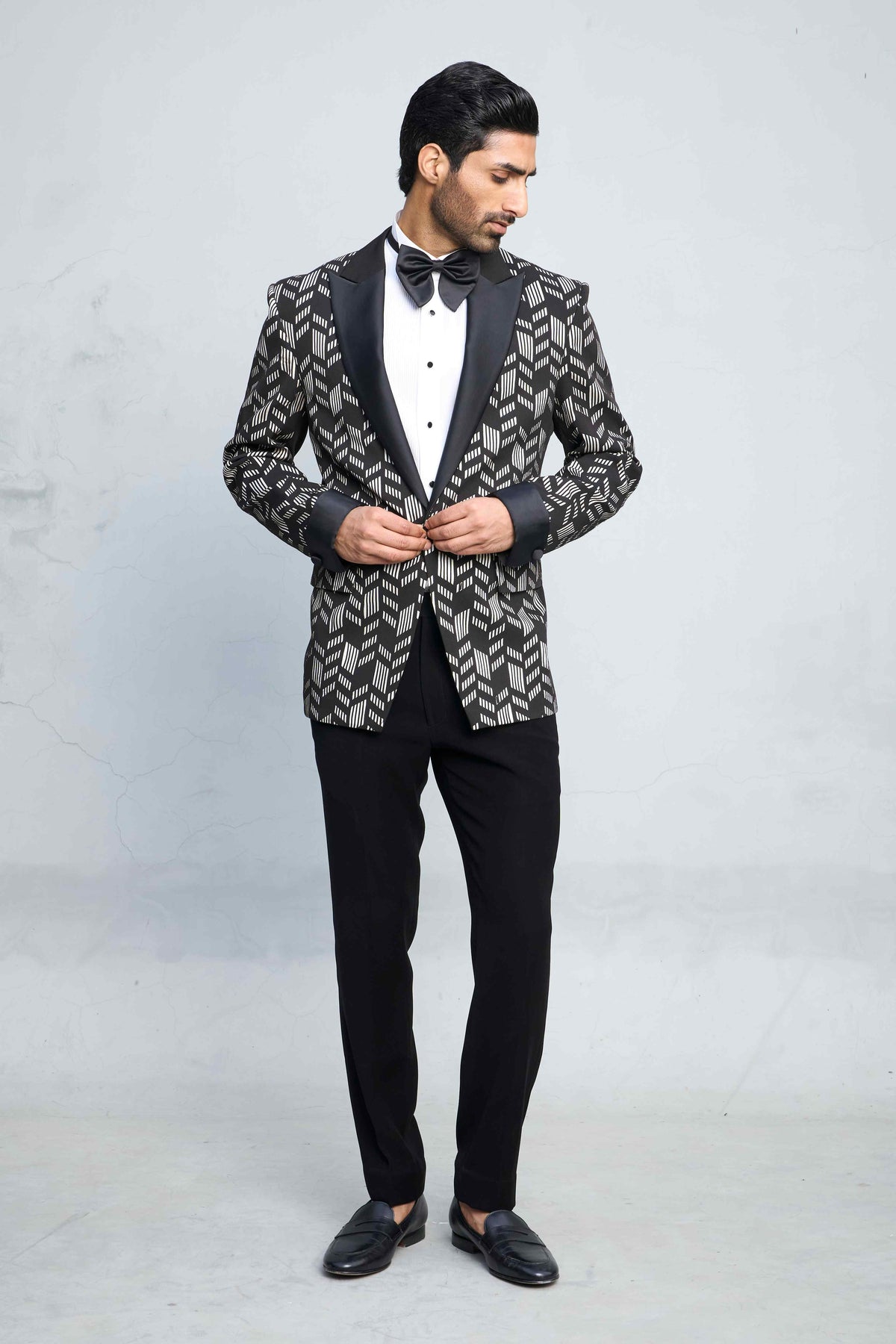 Gargee Designer's BLACK N WHITE BLOCK TUXEDO SET Gargee