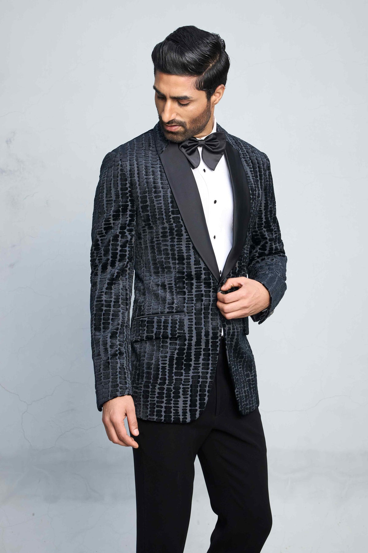 Gargee Designer's BLACK PEBBLE VELVET TUXEDO SET Gargee