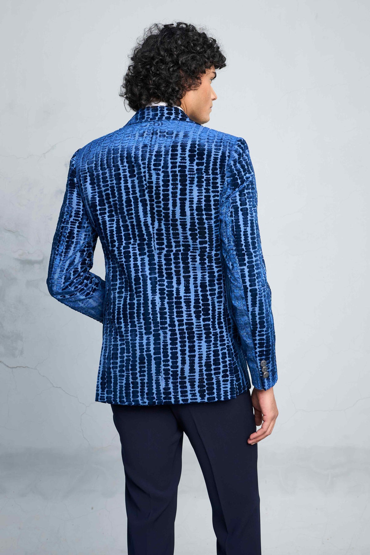 Gargee Designer's COBALT PEBBLE VELVET TUXEDO SET Gargee