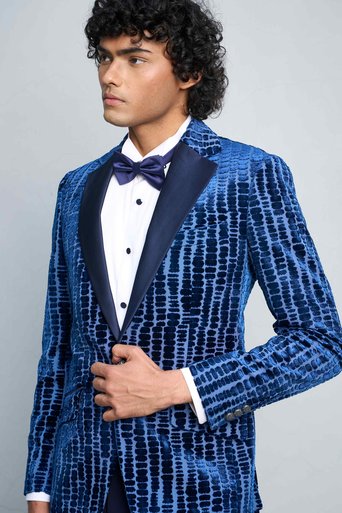 Gargee Designer's COBALT PEBBLE VELVET TUXEDO SET Gargee