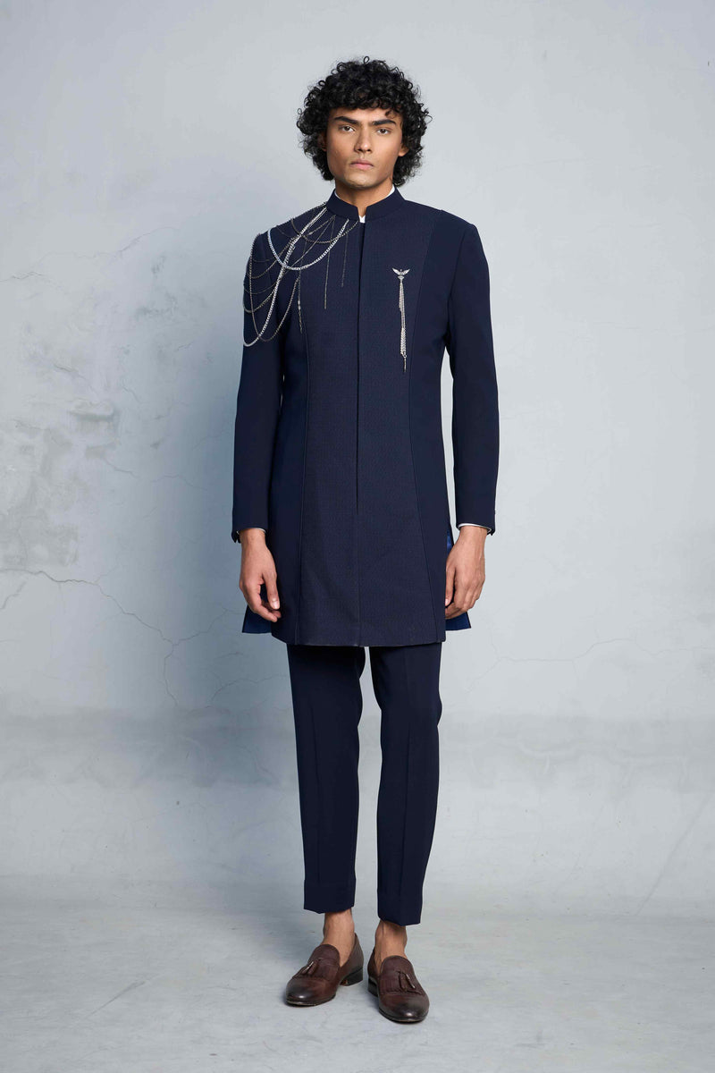 Gargee Designer's BLUE DRAPED HARDWARE INDO SET Gargee