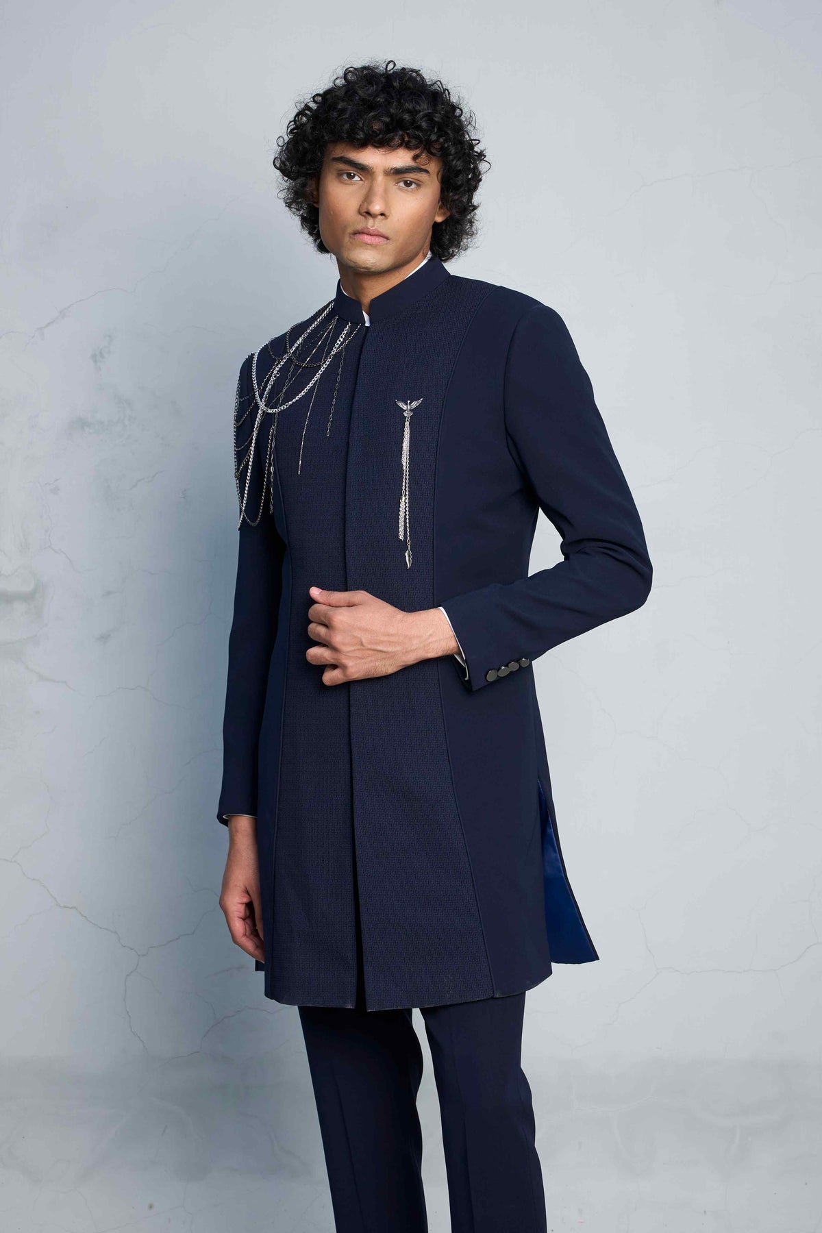 Gargee Designer's BLUE DRAPED HARDWARE INDO SET Gargee