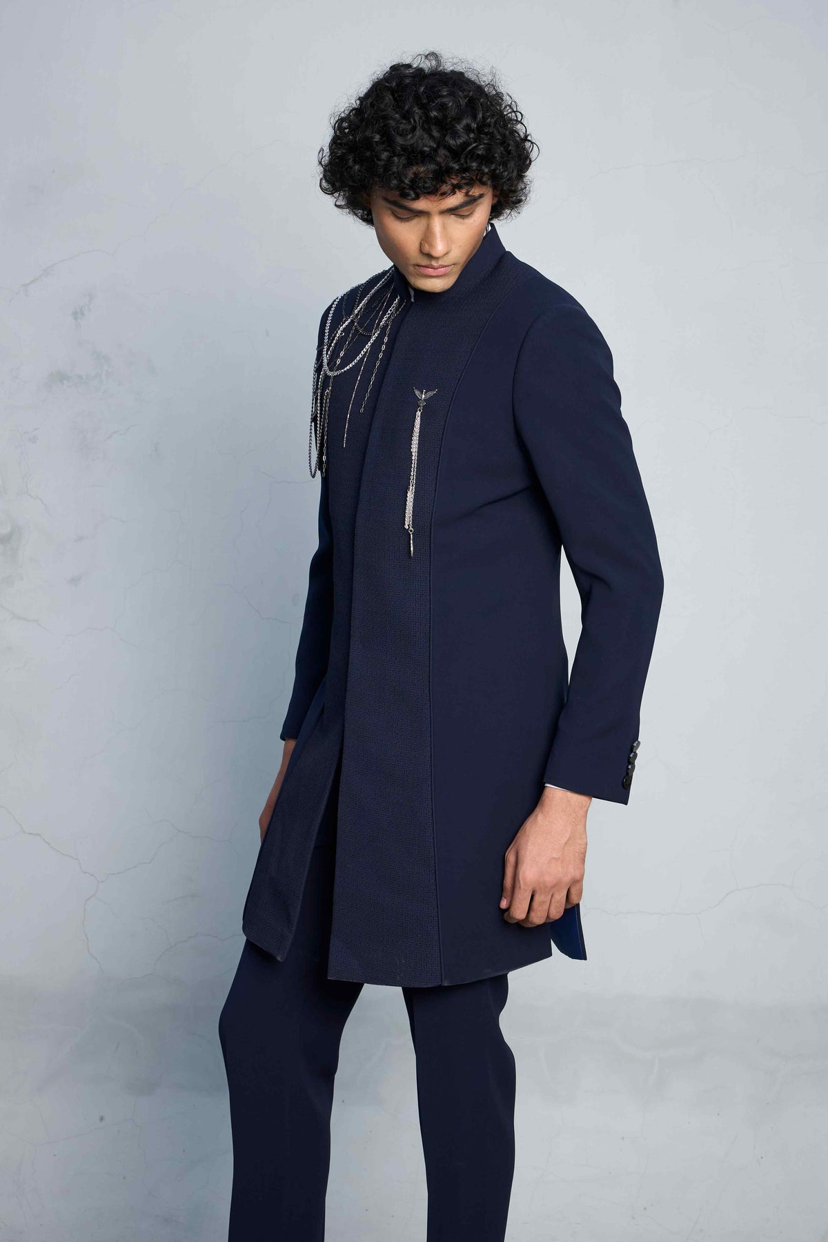 Gargee Designer's BLUE DRAPED HARDWARE INDO SET Gargee