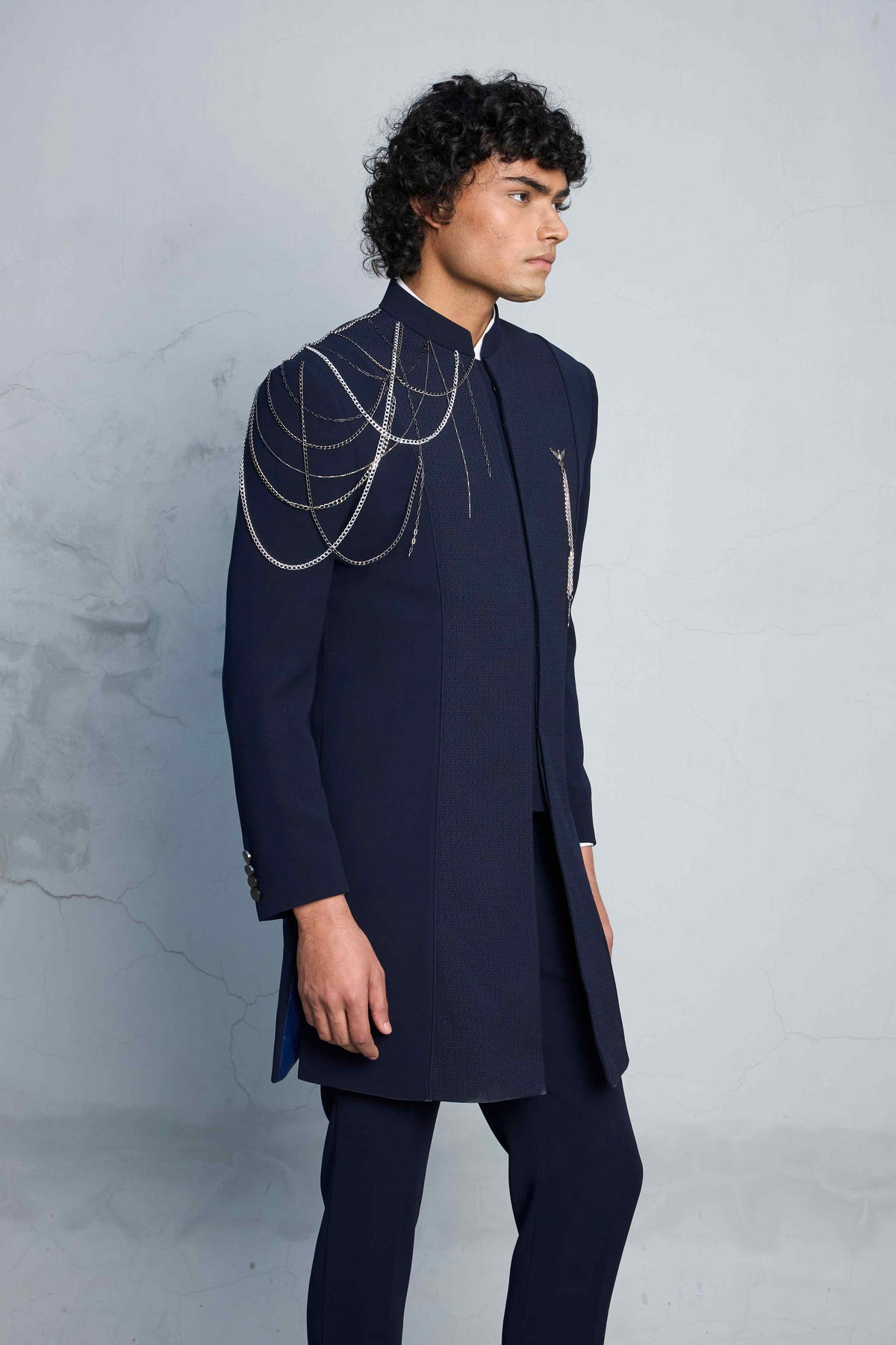 Gargee Designer's BLUE DRAPED HARDWARE INDO SET Gargee