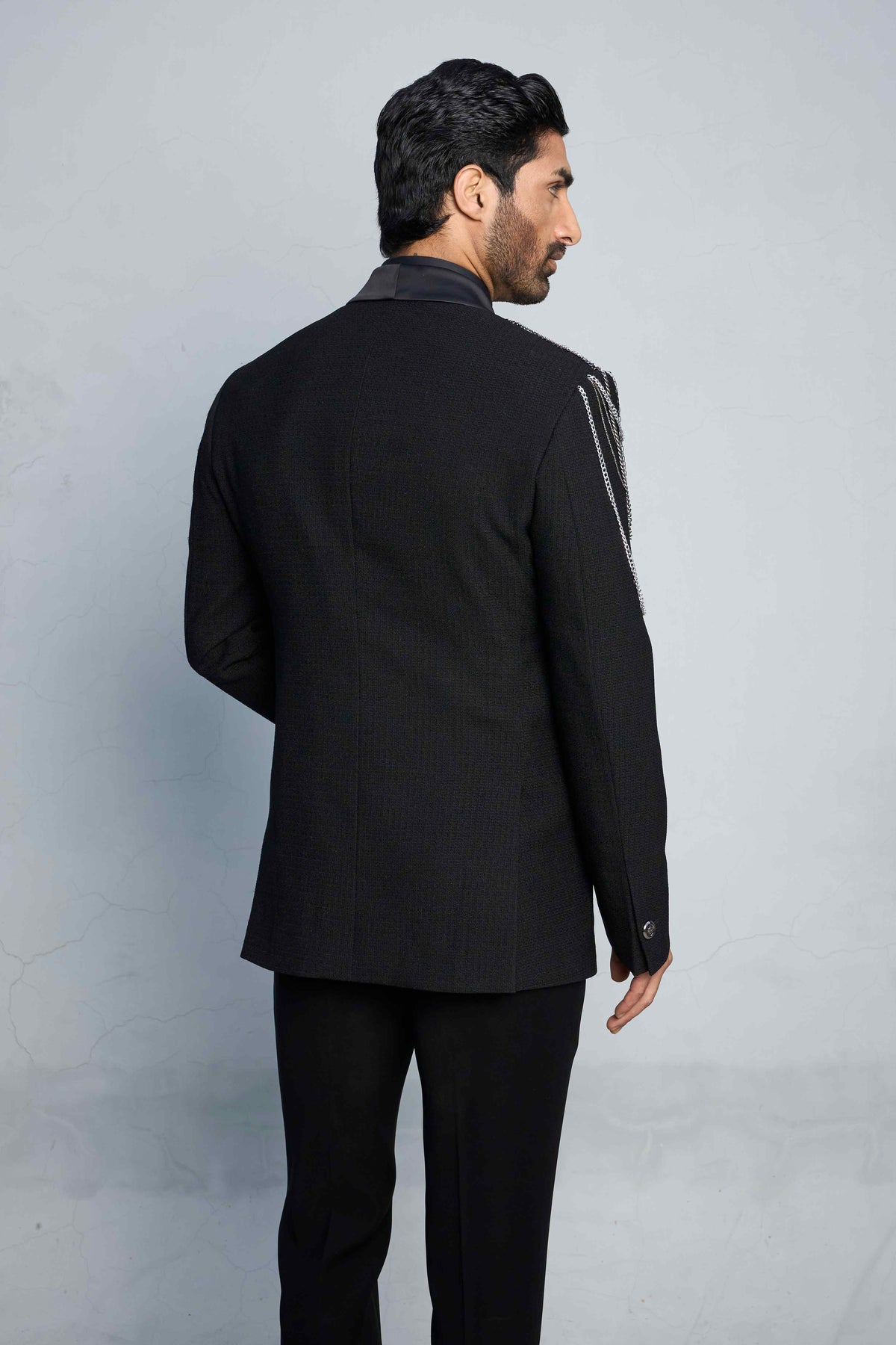 Gargee Designer's BLACK DRAPED GEAR TUXEDO SET Gargee