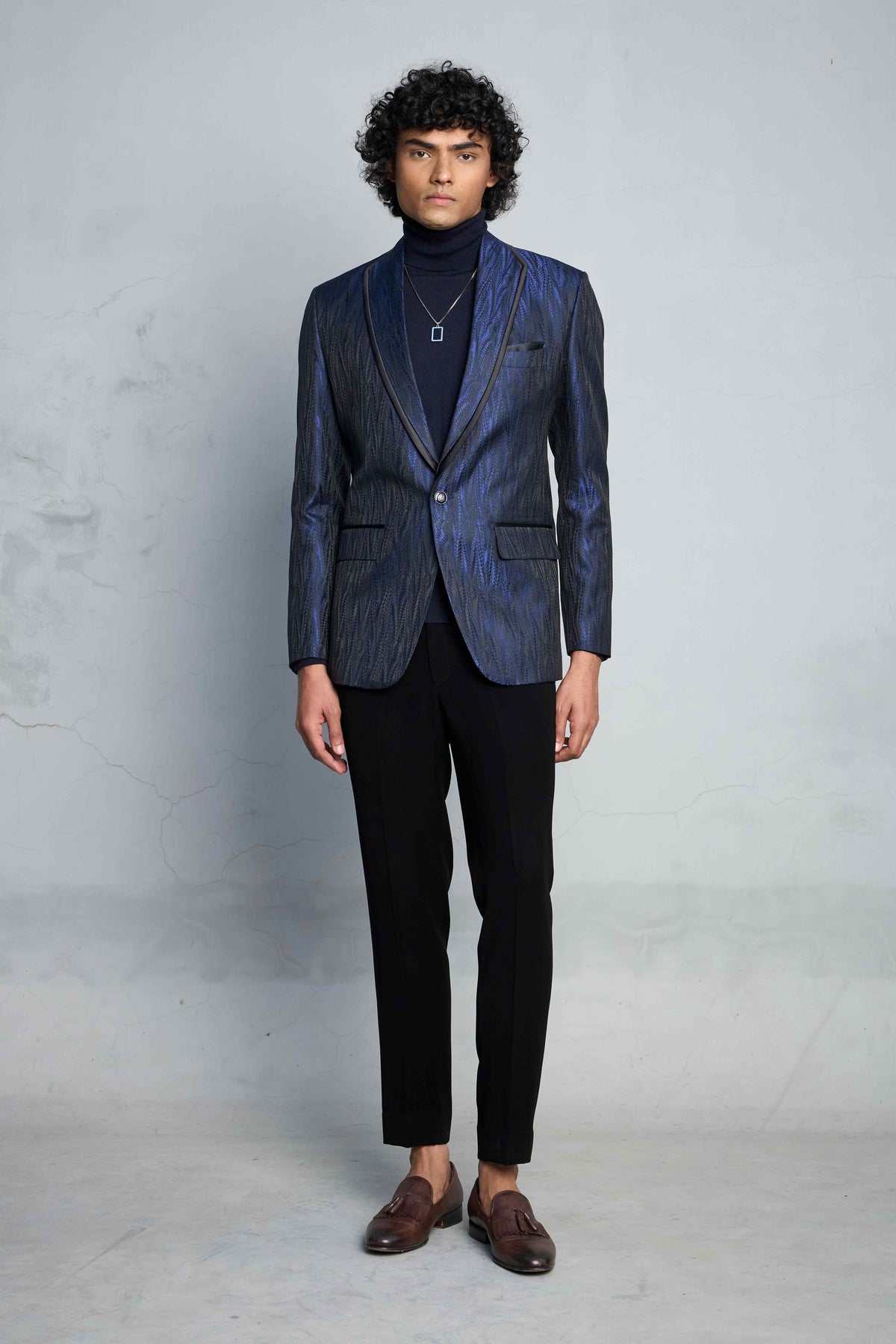 Gargee Designer's BLUE SCALE JACQUARD TUXEDO SET Gargee