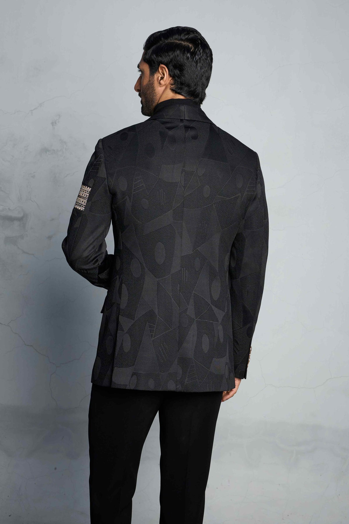 Gargee Designer's BLACK FOLK JACQUARD TUXEDO SET Gargee