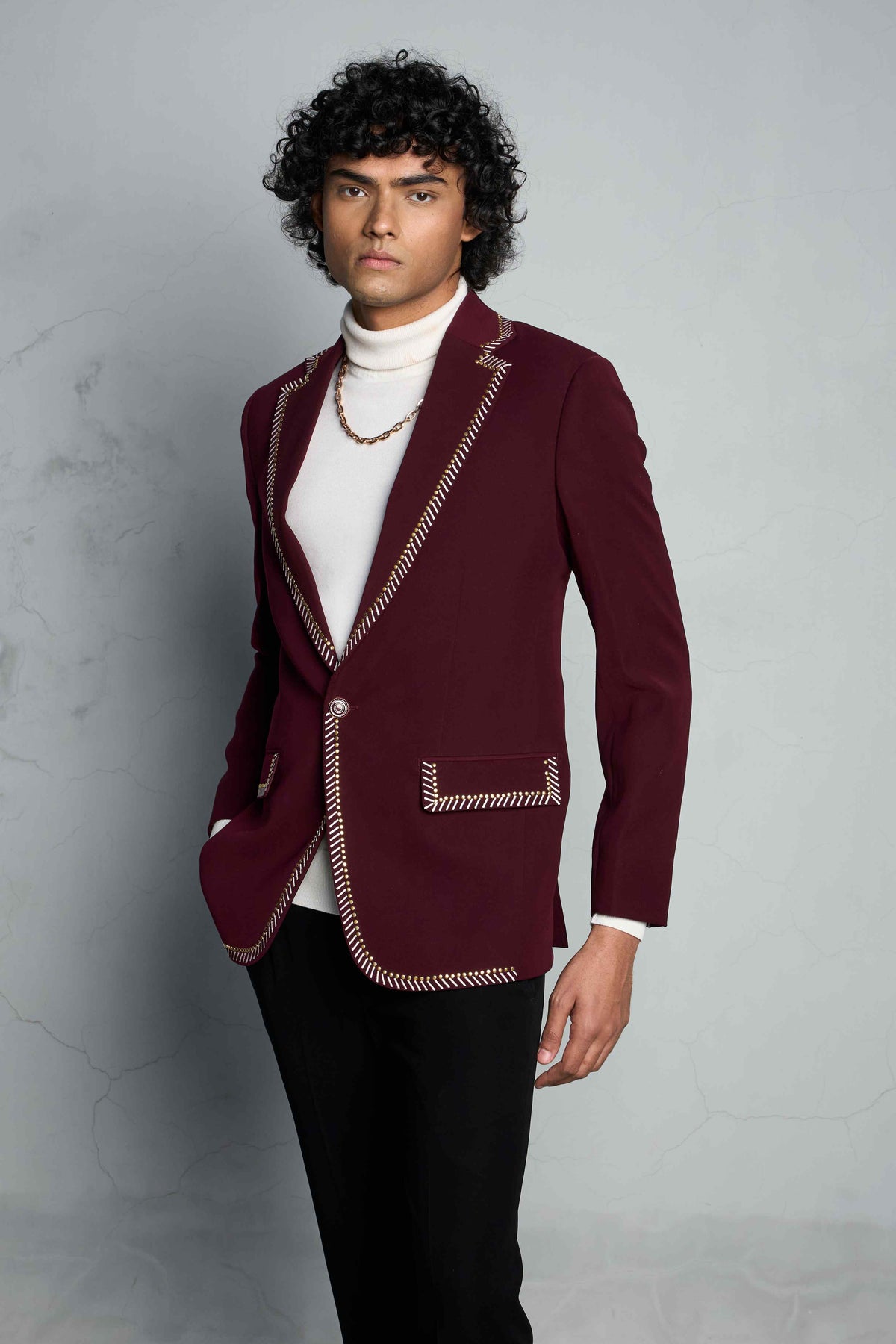 Gargee Designer's MAROON BOLIDE STUDDED TUXEDO SET Gargee