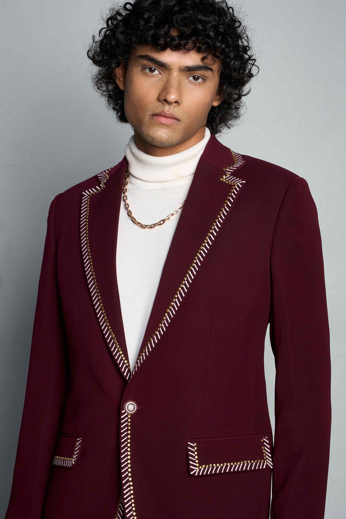 Gargee Designer's MAROON BOLIDE STUDDED TUXEDO SET Gargee
