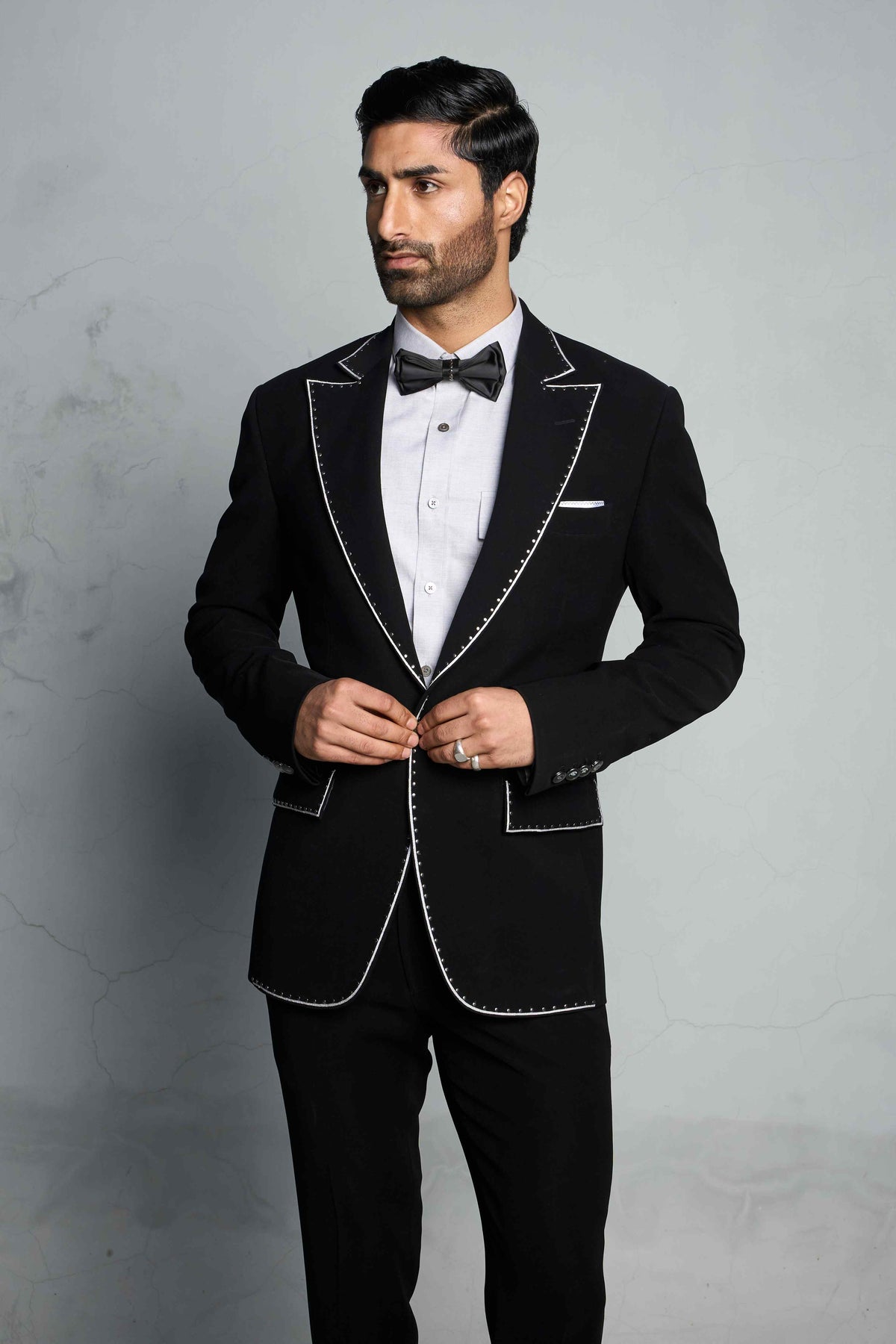 Gargee Designer's BLACK COMET STUDDED TUXEDO SET Gargee