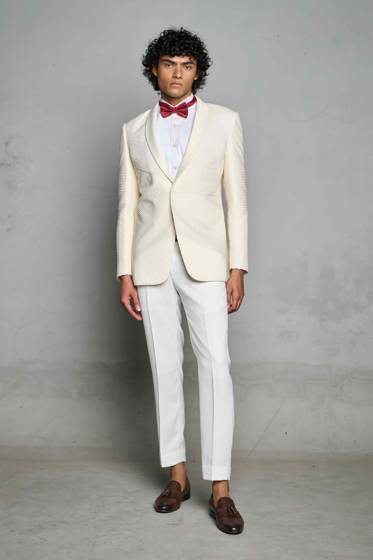 Gargee Designer's IVORY TUCKED TUXEDO SET Gargee