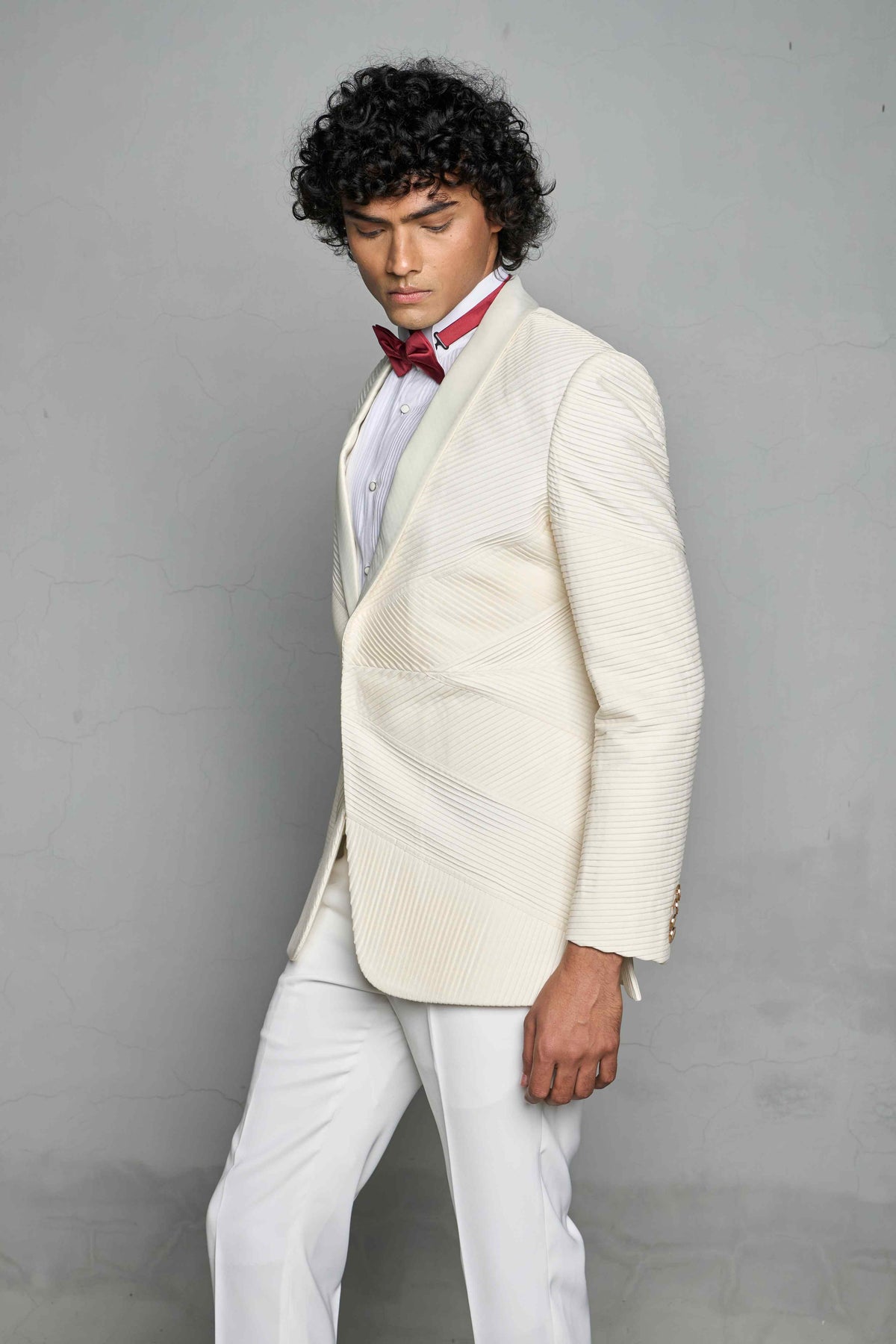 Gargee Designer's IVORY TUCKED TUXEDO SET Gargee