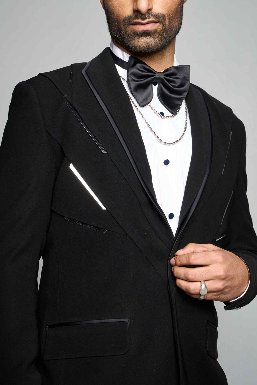 Gargee Designer's BLACK METALLIC INSERT TUXEDO SET Gargee