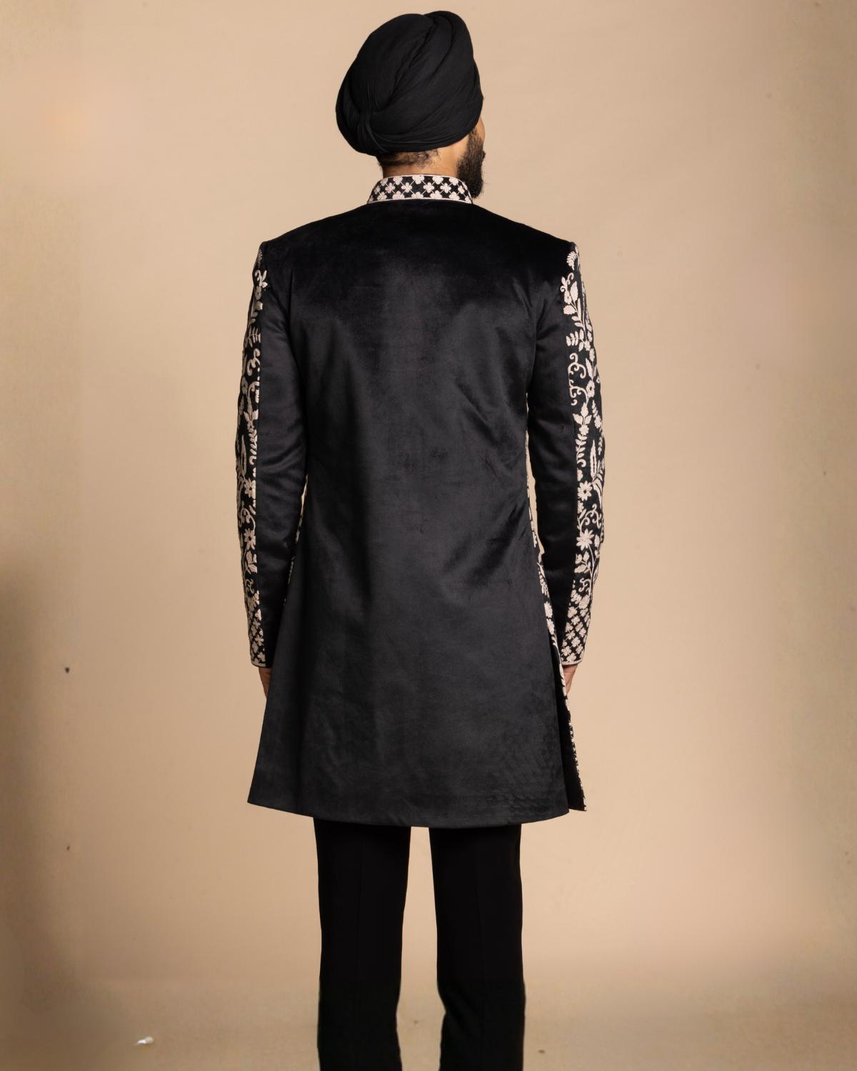 Black Heritage Floral Indowestern Gargee