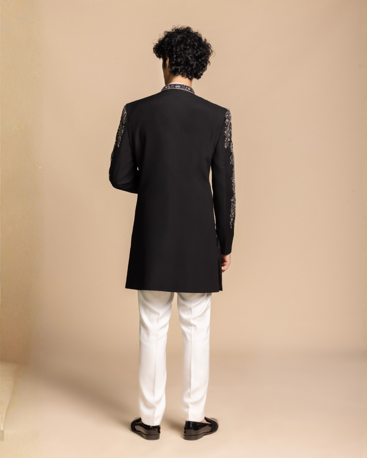 Noir Crystal Embellished Indowestern Gargee