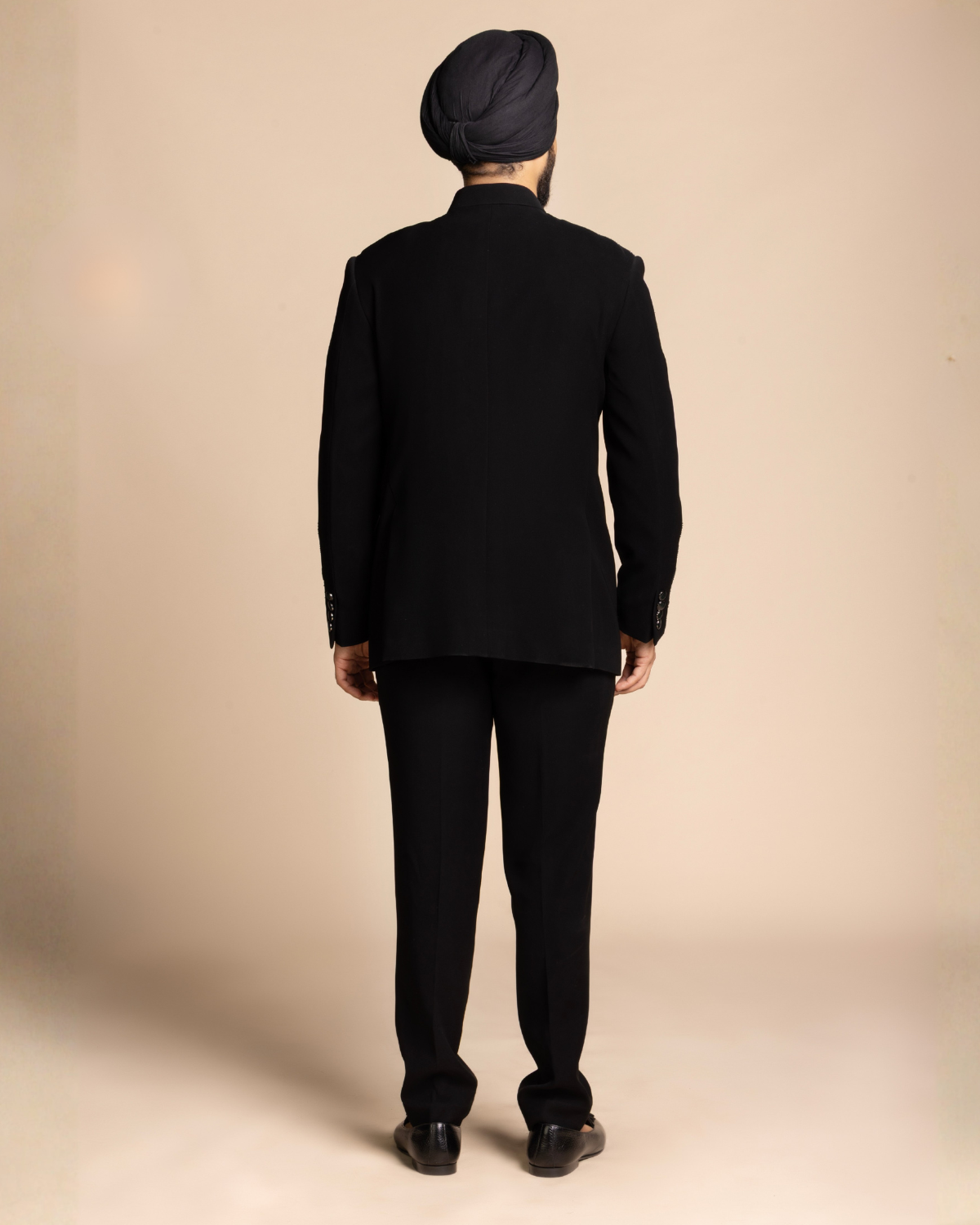 Black Crystal Embellished Jodhpuri Set Gargee