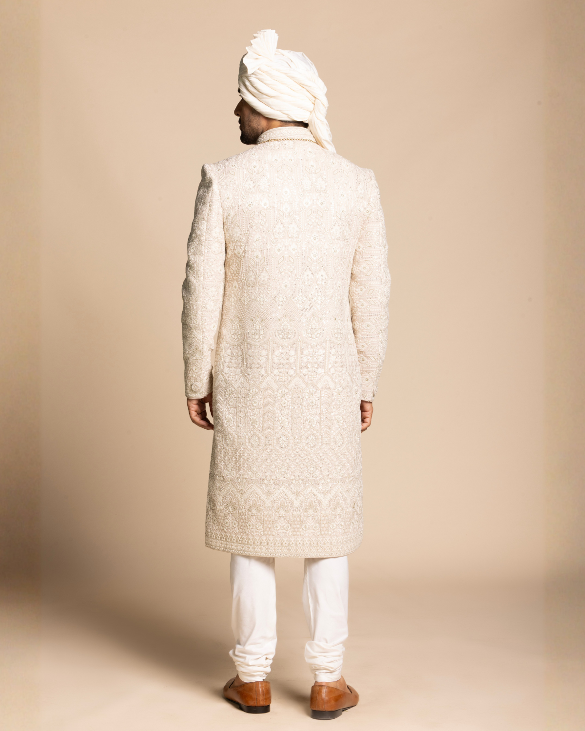 Ivory  Embroidered Sherwani Gargee