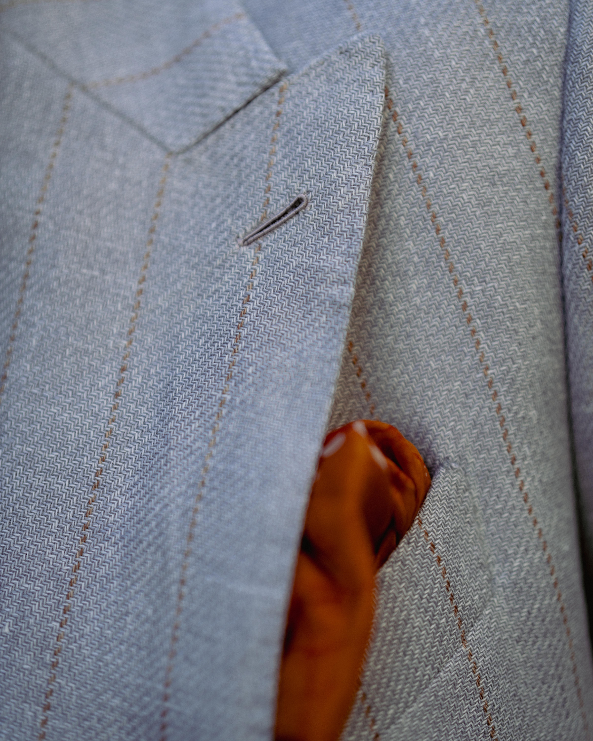Light Grey Striped Double-Breasted Blazer Gargee