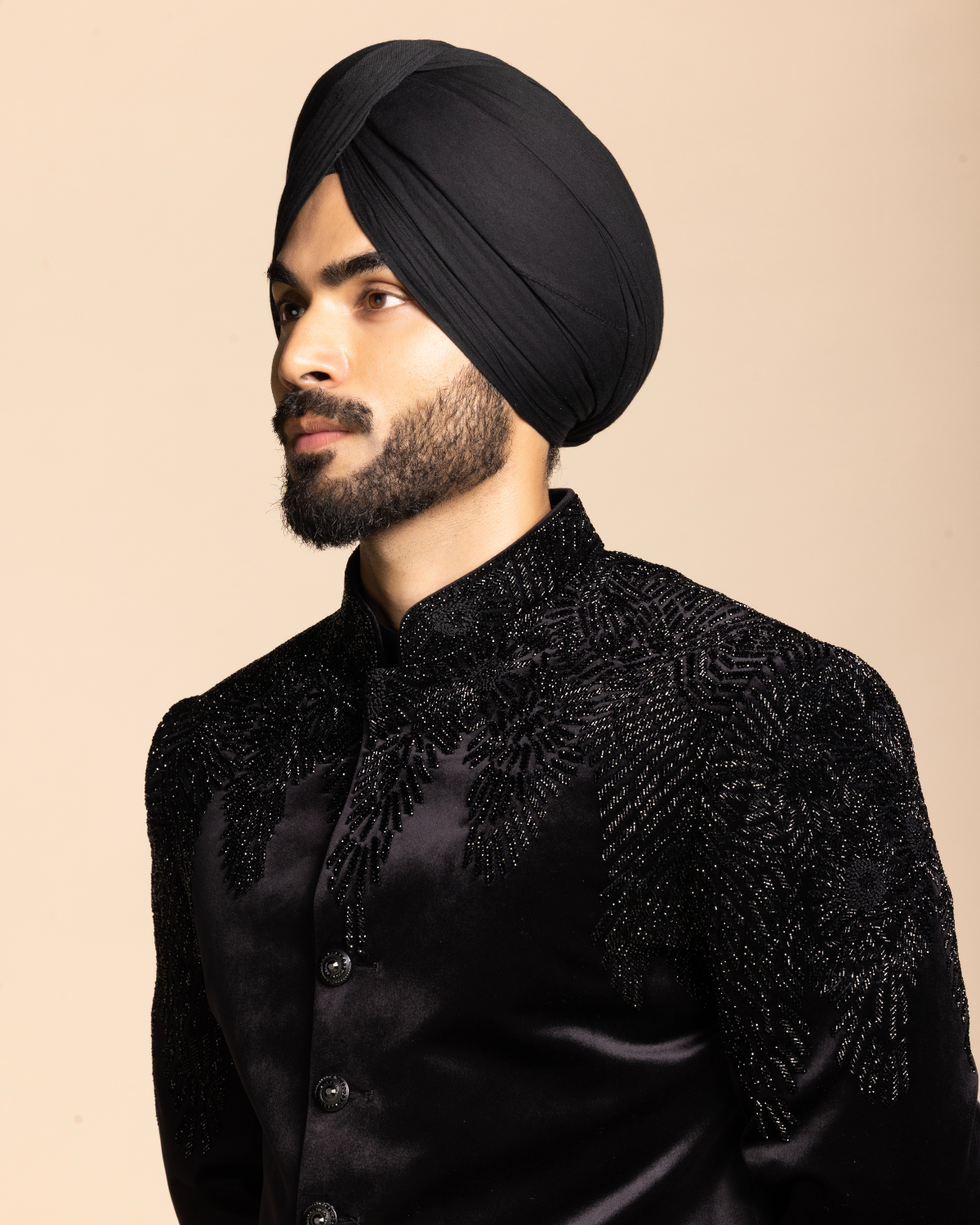 Velvet Noir Embellished Indowestern Gargee