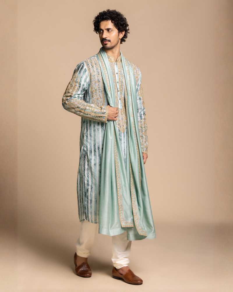 Mint Heritage Embroidered Kurta set with Dupatta Gargee