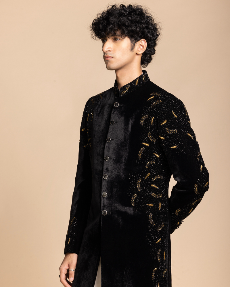 Black Velvet Signature Indowestern Gargee