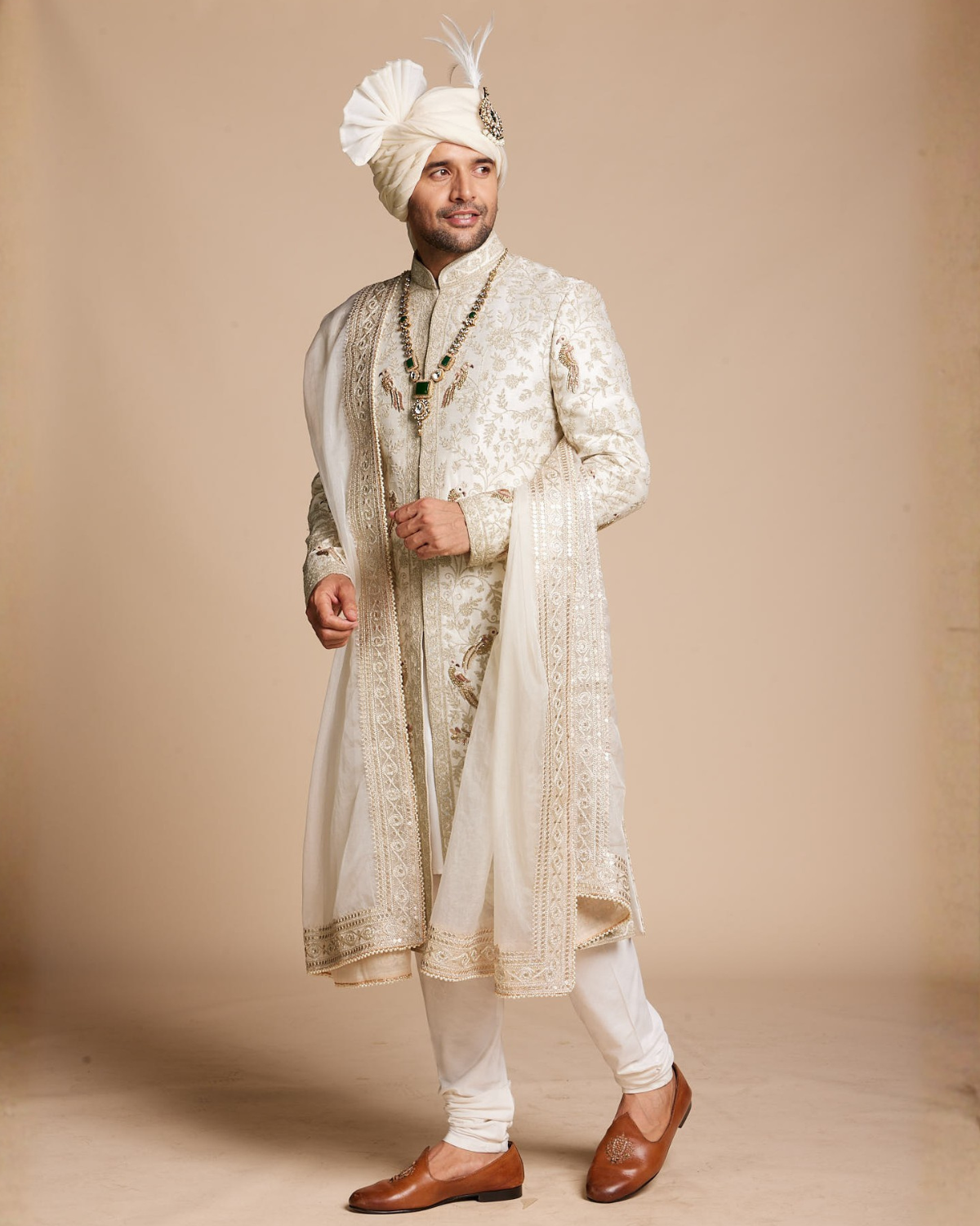 Bird Embroidered Sherwani Set Gargee