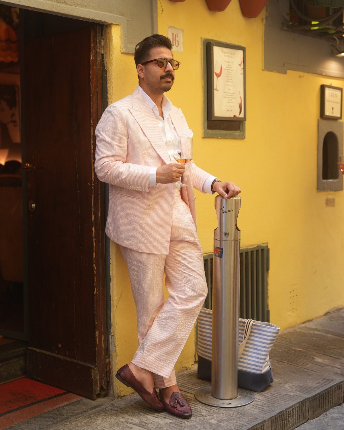 Blush Pink Seersucker Suit Gargee