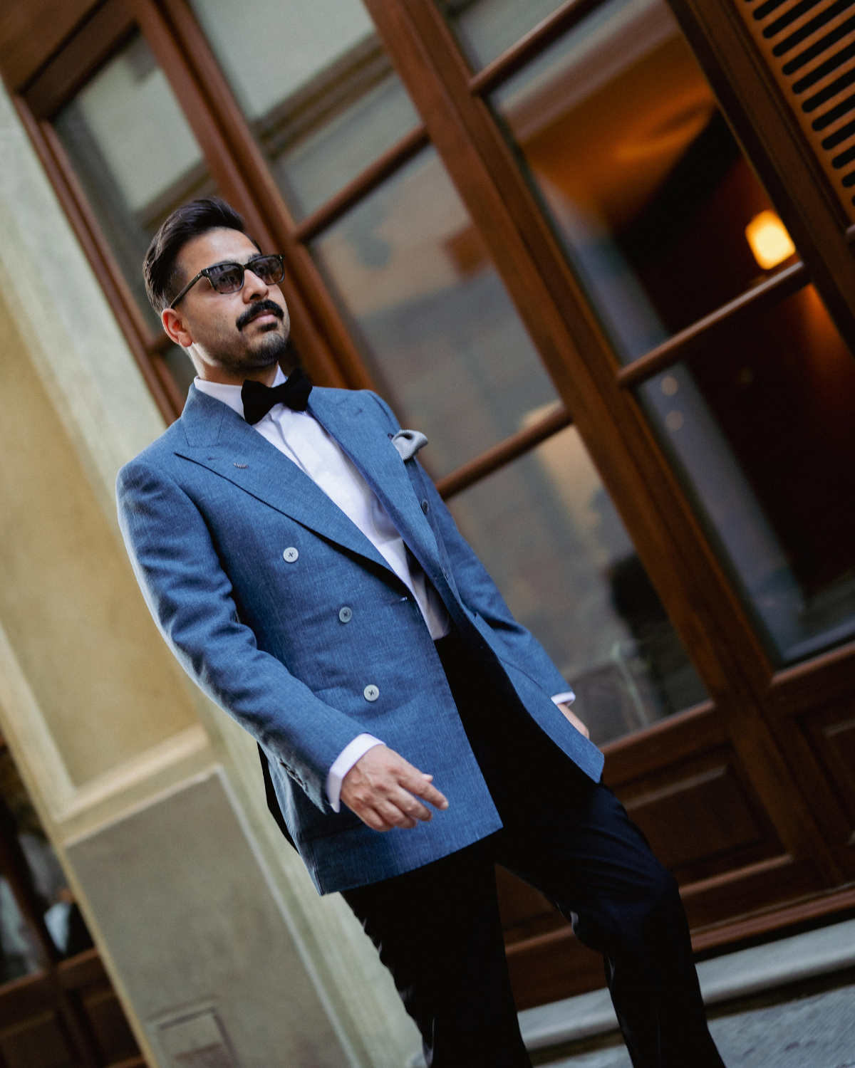 Teal Blue Double-Breasted Evening Blazer Gargee
