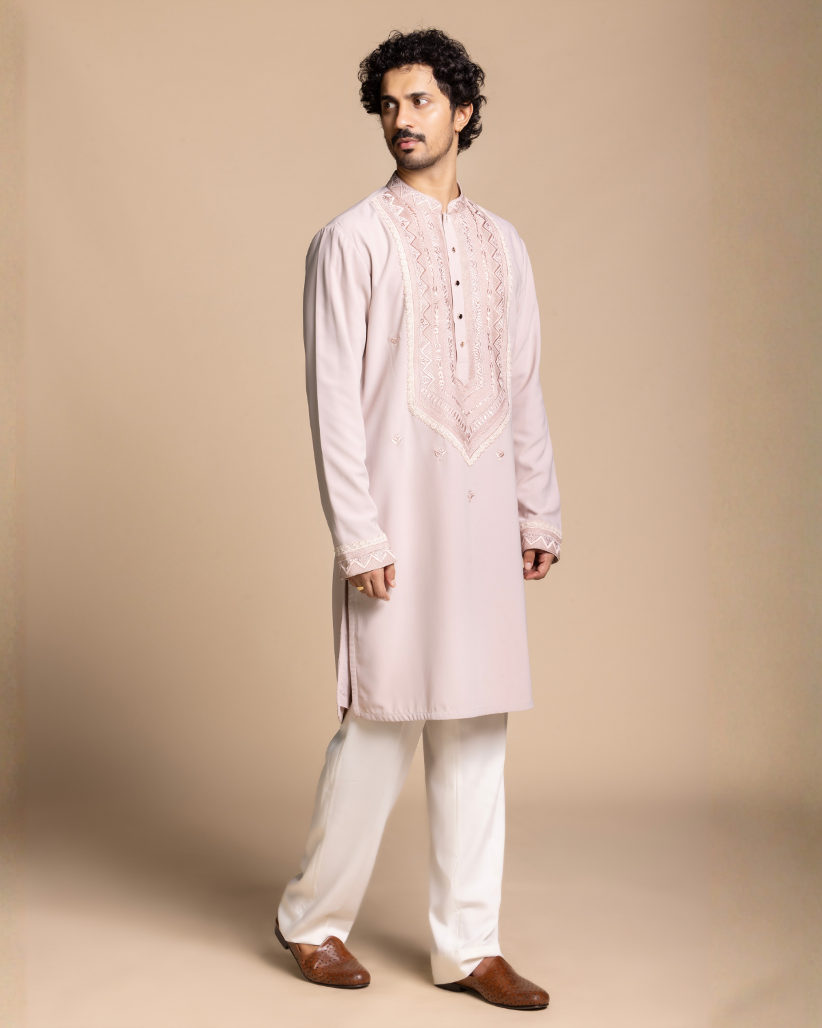 Blush Embroidered Kurta Set Gargee