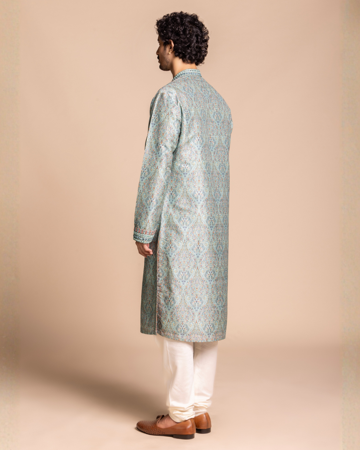 Sage Printed Mirror Work Kurta Gargee