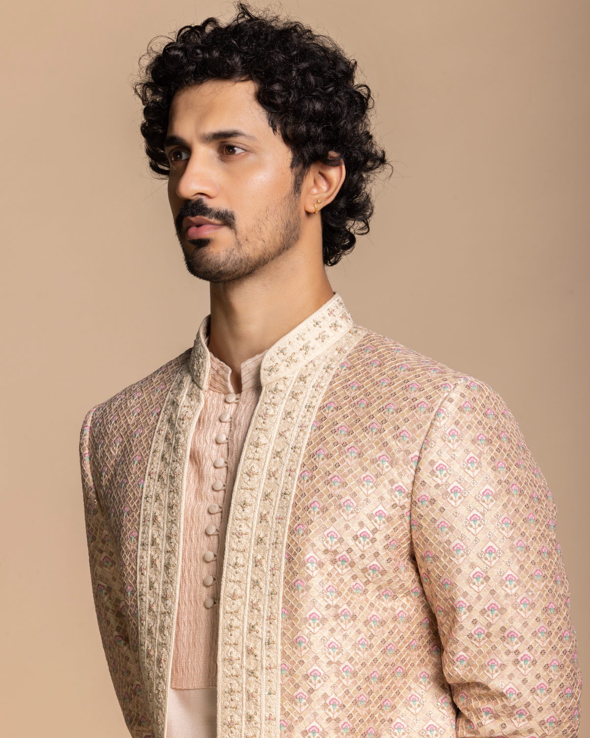 Blush Embroidered Shrug Set Gargee