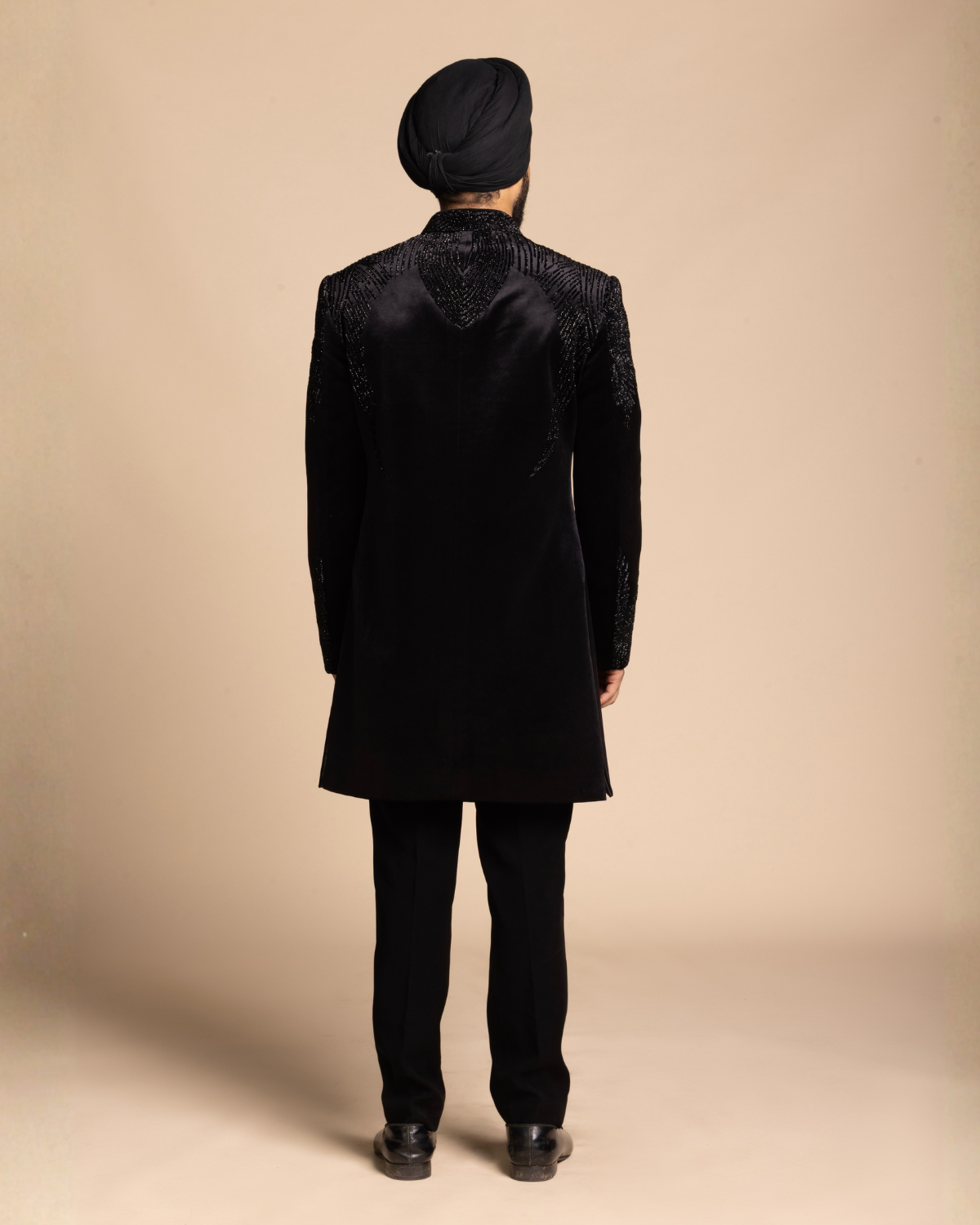 Velvet Noir Embellished Indowestern Gargee