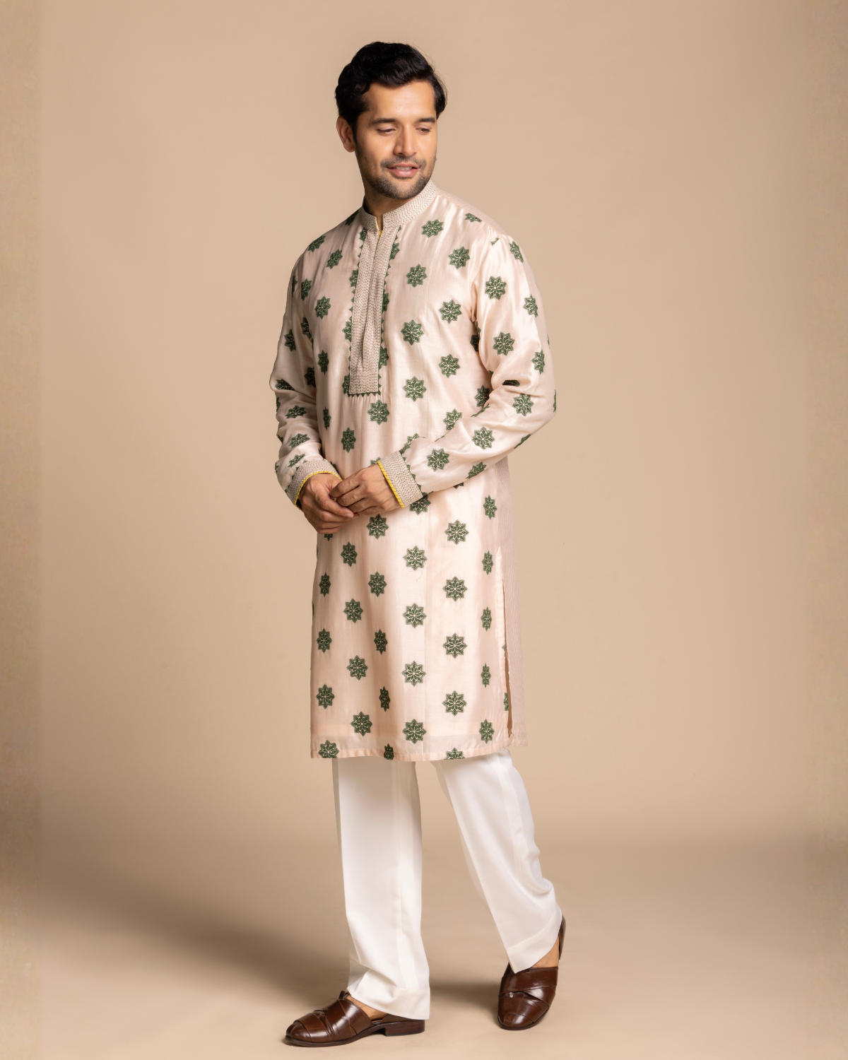 Blush Geometric Flowers Kurta Set Gargee