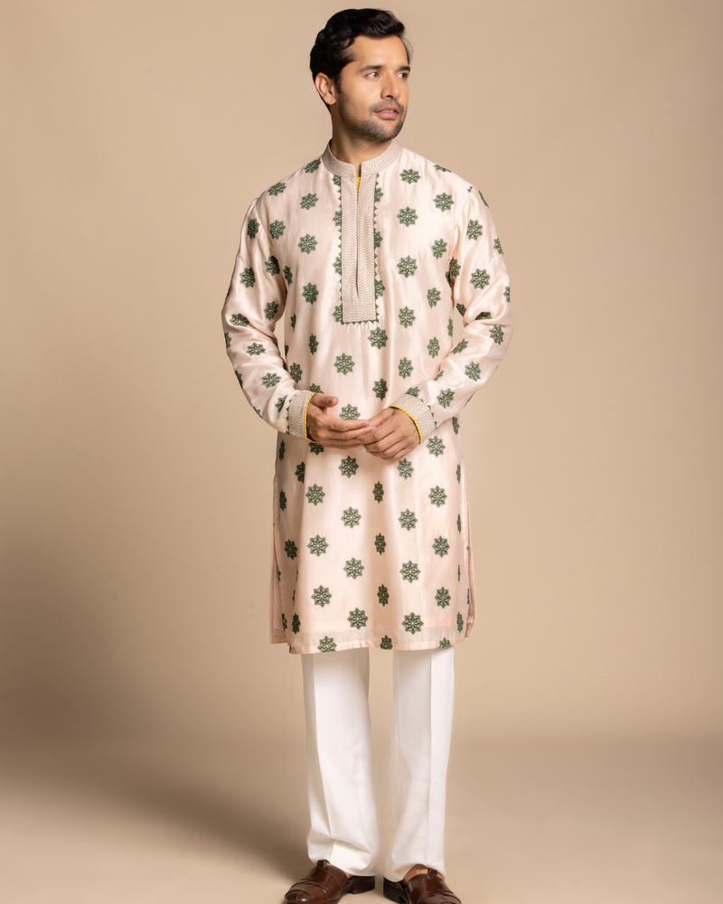Blush Geometric Flowers Kurta Set Gargee