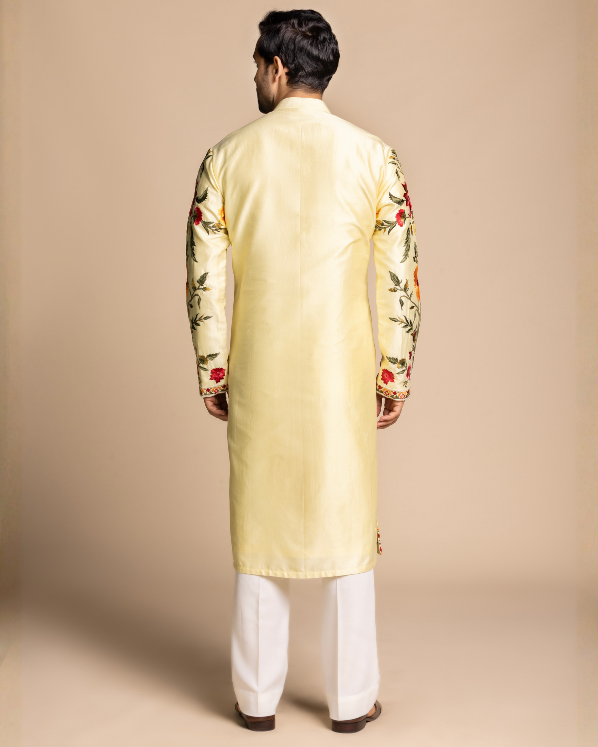 Butter Yellow Floral Embroidered Kurta Set Gargee