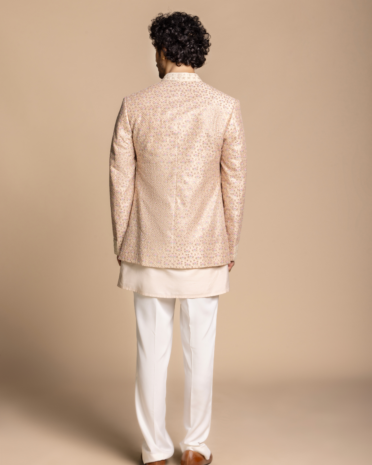 Blush Embroidered Shrug Set Gargee