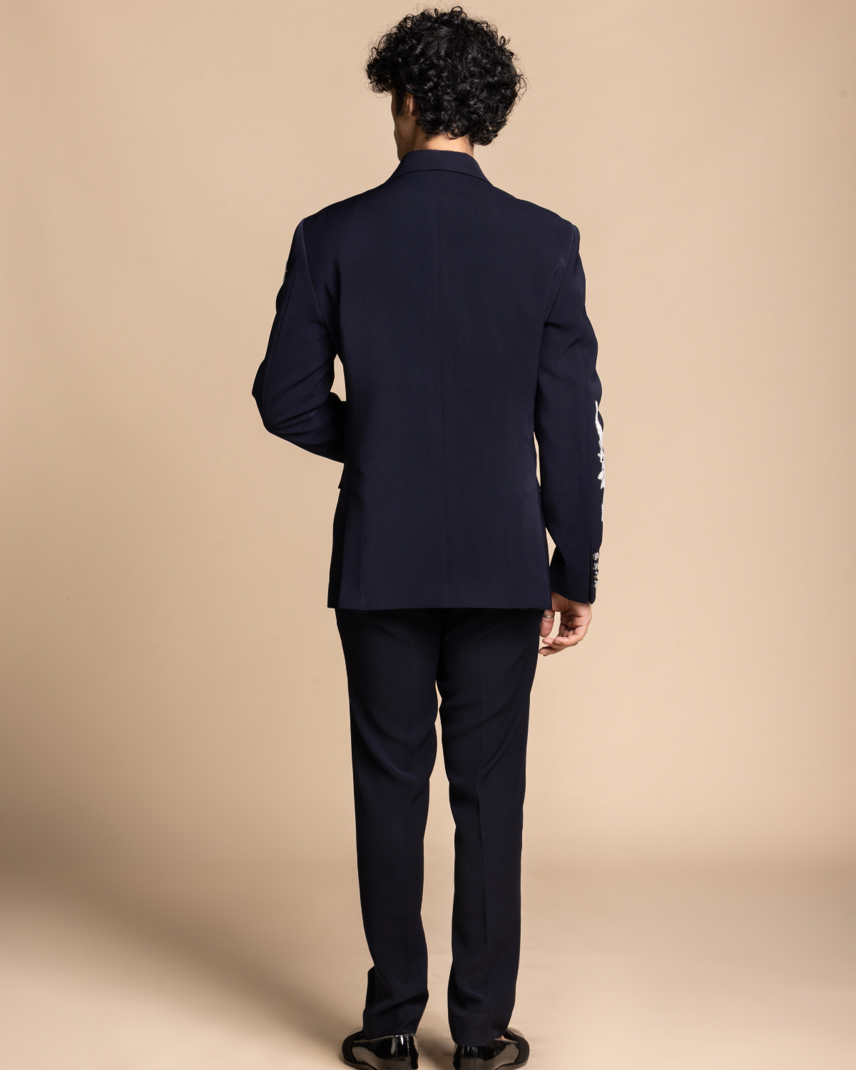 Navy Floral Embroidered Tuxedo Gargee