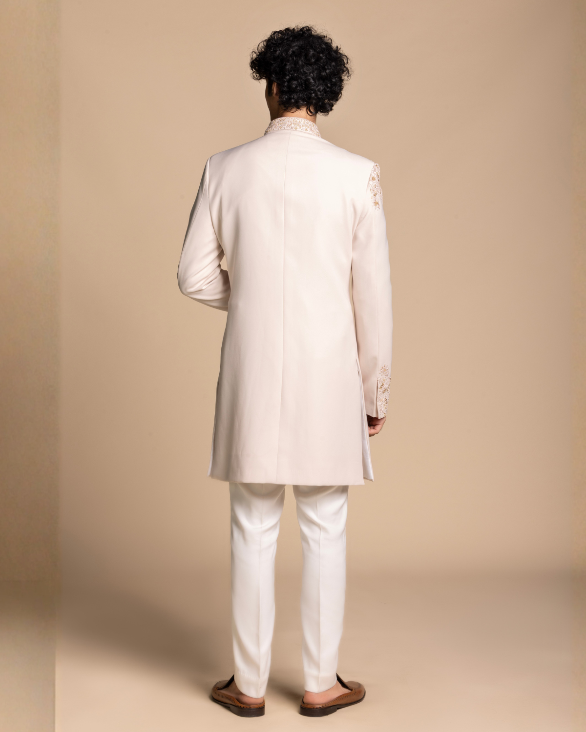 Ivory Regal Embroidered Indowestern Gargee