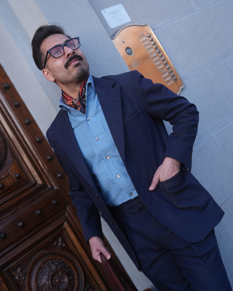 Relaxed Navy Soft Suit Gargee