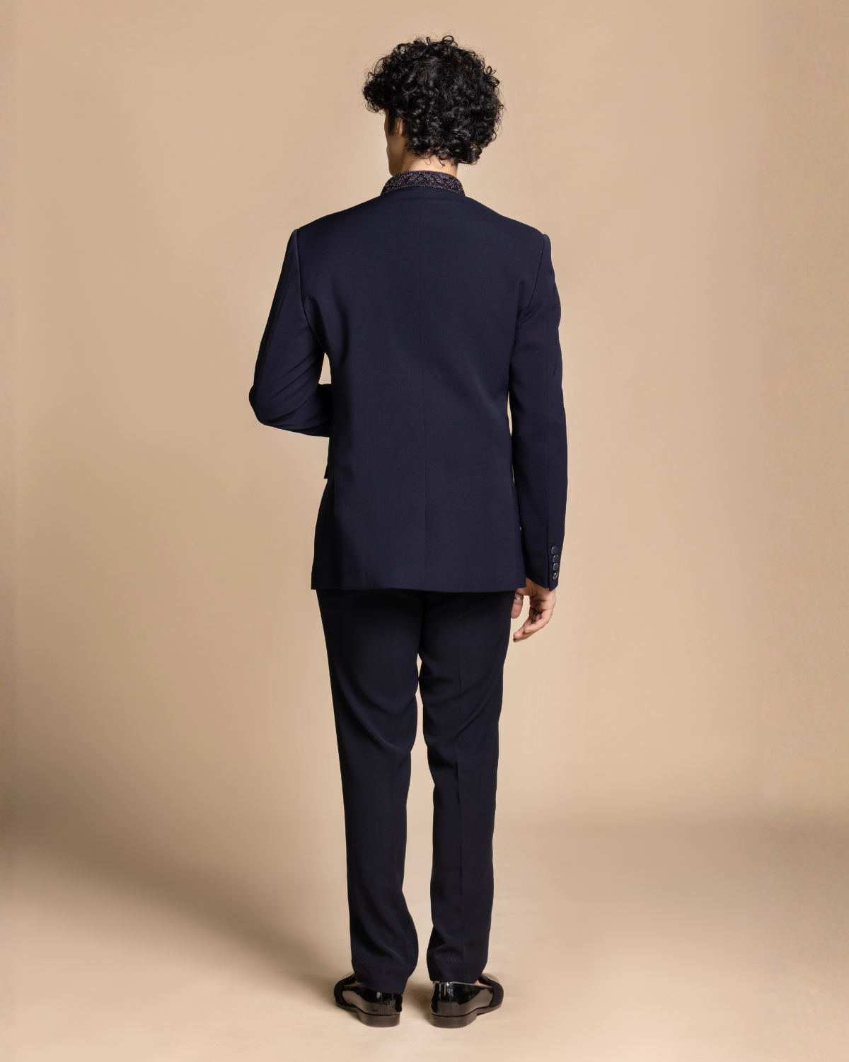 Midnight Blue Embroidered Jodhpuri Set Gargee