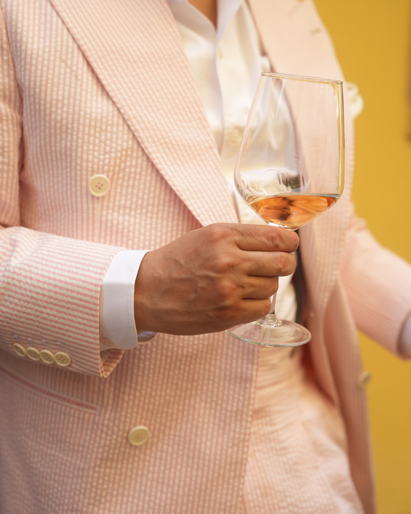 Blush Pink Seersucker Suit Gargee