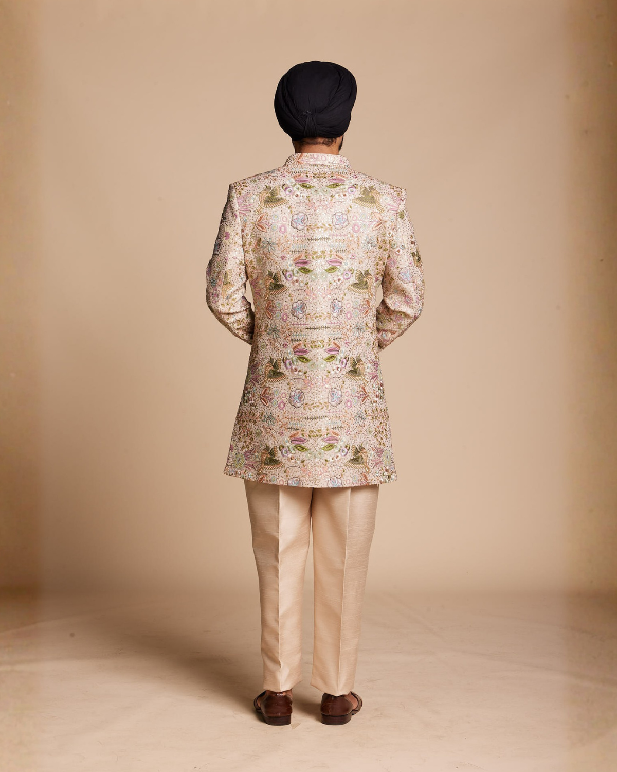 Blush Floral Embroidered Indowestern Gargee