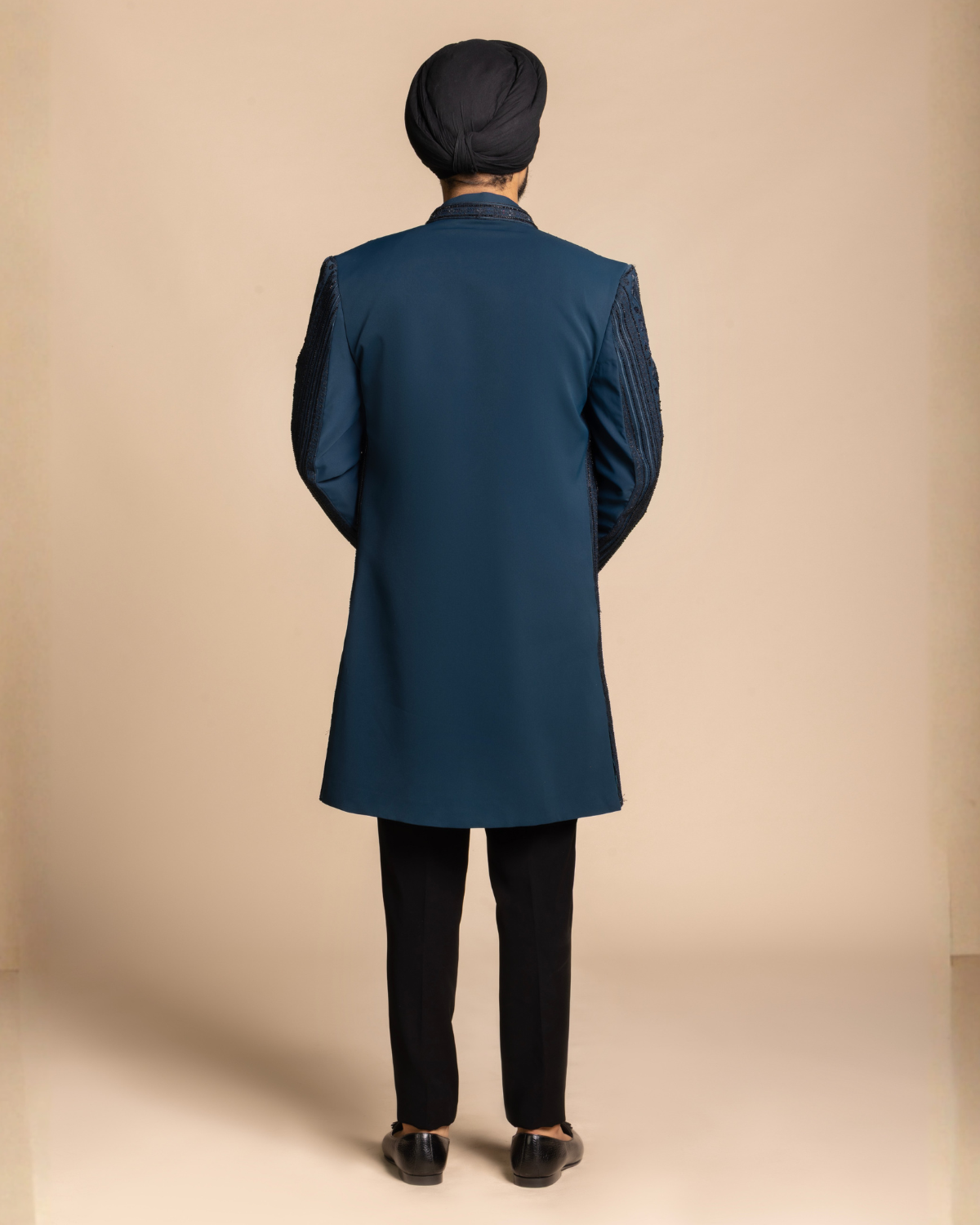 Deep Teal Layered Indo-Western Gargee