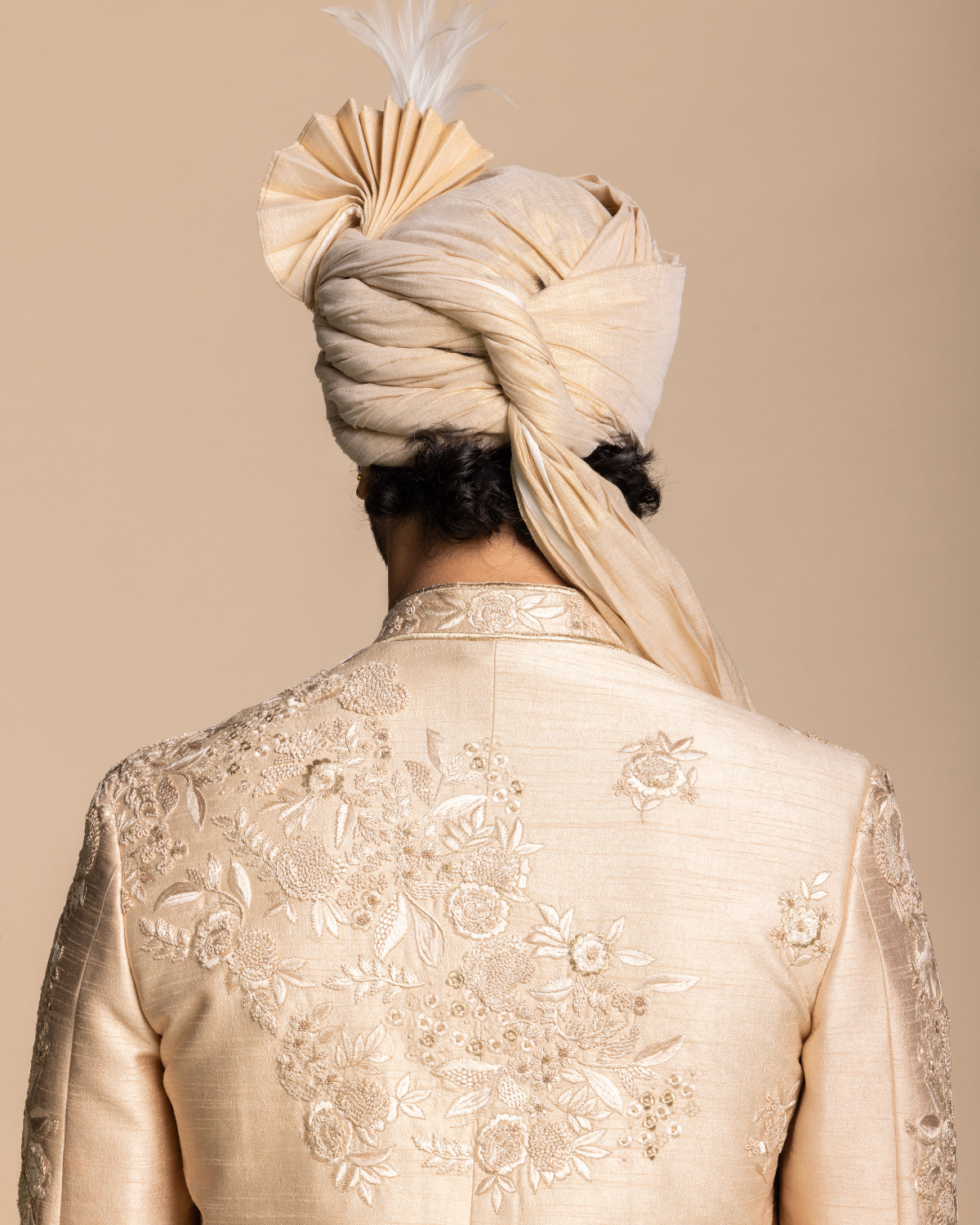 Champagne Royal Embroidered Sherwani Gargee